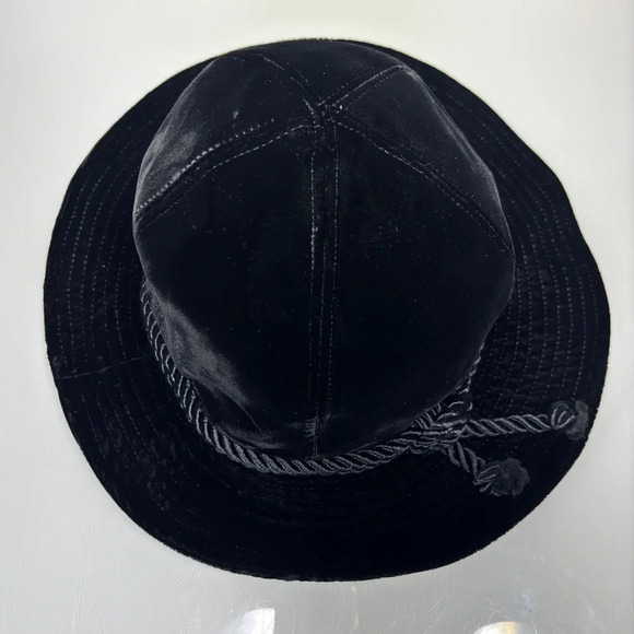 Yves Saint Laurent Vintage‎ Black Velvet Rope Detail Floppy Hat - Picture 5 of 10